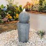 Grey Ball and Column Contemporary Solar Water Feature