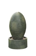 Rippled Green Oval Traditional Solar Water Feature