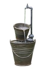 2 Tin Buckets with Tap Traditional Solar Water Feature