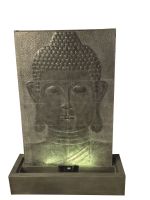 Solar Large Grey Buddha Wall Water Feature