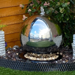 75cm Stainless Steel Sphere Modern Water Feature Solar Powered