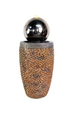 Solar Sphere with Pebble Column Modern Metal Water Feature