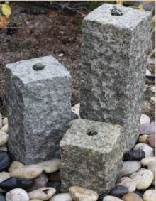 Eastern Set Of 3 Granite Columns (20 | 35 | 50x15x15) Solar Water Feature