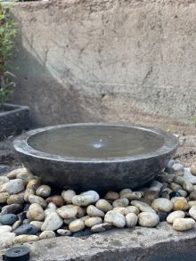 Eastern Polished Black Babbling Bowl Limestone (20x72x72) Water Feature