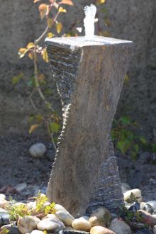 Eastern Black Limestone Twist Two Chiselled & Two Polished Sides (75x22x22) Solar Water Feature