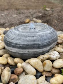 Eastern White & Grey Polished Marble Fountain (25x35x35) Solar Water Feature