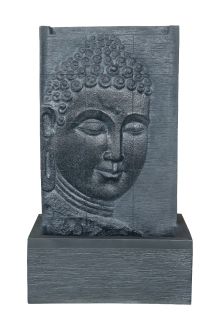 Charcoal Buddha Wall Oriental Solar Water Feature