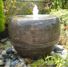Eastern Black Limestone Vase (35x40x40) Solar Water Feature