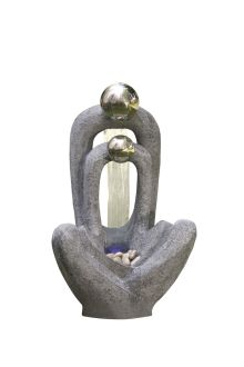 Meditating Couple 2 S/S Spheres Contemporary Water Feature