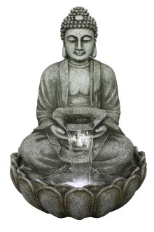 Grey Sitting Buddha Oriental Water Feature