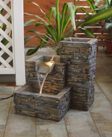 Stone Pouring Columns Traditional Water Feature