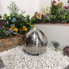 40cm Stainless Steel Sphere Modern Metal Solar Water Feature