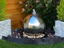 30cms Stainless Steel Sphere Modern Water Feature