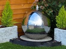 50cms Stainless Steel Sphere Modern Water Feature