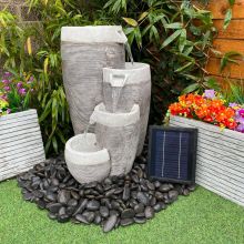 4 Circular Pouring Pots Traditional Solar Water Feature