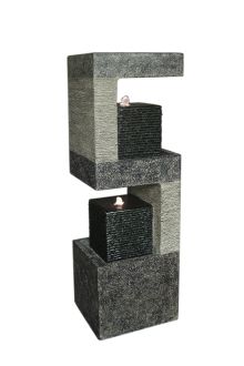 S Shape Black Columns Modern Water Feature