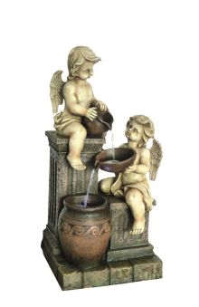 2 Angels with Spilling Urns Traditional Water Feature