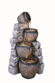 4 Pots on Blue Slate Traditional Water Feature