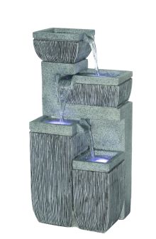 4 Bowl Textured Granite Contemporary Water Feature