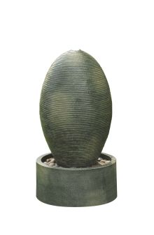 Rippled Green Oval Traditional Water Feature