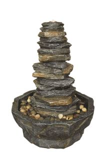 Stacked Slate Monolith Rock Effect Solar Water Feature