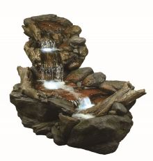 Large Boulder River Falls Water Course Solar Water Feature