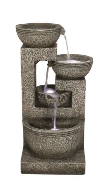 Large Grey 4 Bowl Contemporary Water Feature