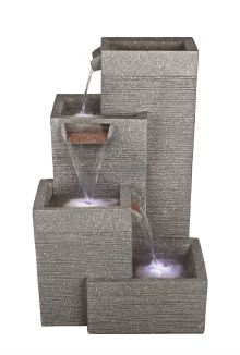 Rectangular Grey Pillars Contemporary Solar Water Feature