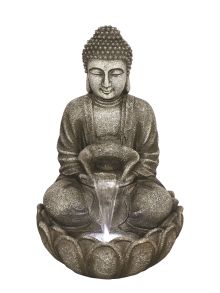 Medium Grey Buddha Oriental Solar Water Feature