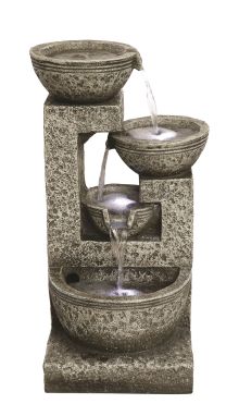 Medium Grey 4 Bowl Contemporary Water Feature